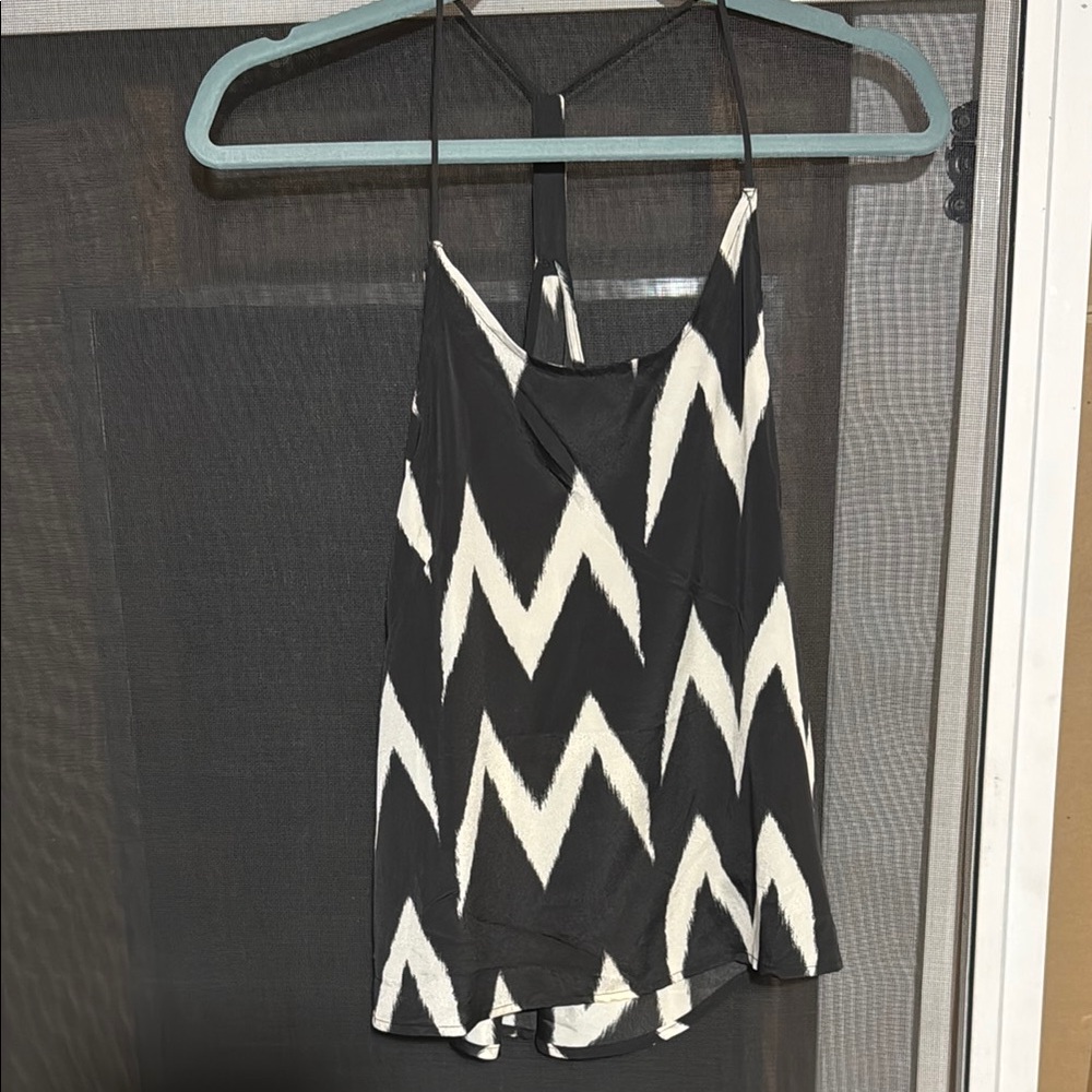 Chevron Print Black and White Tank Top